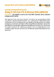 Sony E 30 mm F3.5 Macro (SEL30M35) mit NEX-7 Labortest, Seite 1 [Foto: MediaNord]