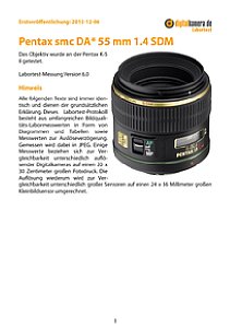 Pentax smc DA* 55 mm 1.4 SDM mit K-5 II Labortest, Seite 1 [Foto: MediaNord]