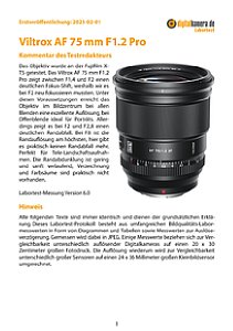 Viltrox AF 75 mm F1.2 Pro mit Fujifilm X-T5 Labortest, Seite 1 [Foto: MediaNord]