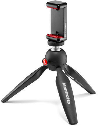 Pixi Mini-Stativ mit Smartphone Halterung (MKPIXICLAMP-BK). [Foto: Manfrotto]