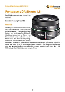 Pentax smc DA 50 mm 1.8 mit K-30 Labortest, Seite 1 [Foto: MediaNord]