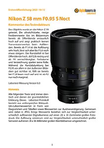 Nikon Z 58 mm F0.95 S Noct mit Z 7II Labortest, Seite 1 [Foto: MediaNord]