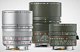Leica Apo-Summicron-M 1:2/75 Asph. silber eloxiert, Apo-Summicron-M 1:2/90 Asph. Safari und Summicron-M 1:2/28 Asph. Safari. [Foto: Leica]