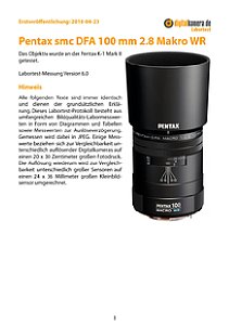 Pentax smc DFA 100 mm 2.8 Makro WR mit K-1 Mark II Labortest, Seite 1 [Foto: MediaNord]