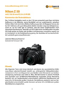 Nikon Z 50 mit Z 16-50 mm 3,5-6,3 VR DX Labortest, Seite 1 [Foto: MediaNord]