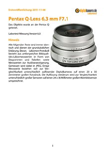 Pentax Q-Lens 6,3 mm F7.1 mit Q Labortest, Seite 1 [Foto: MediaNord]