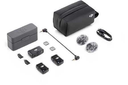 Lieferumfang der DJI Mic 2 Combo mit zwei Sendern. [Foto: DJI]