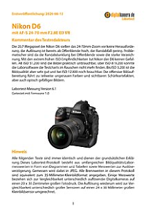 Nikon D6 mit AF-S 24-70 mm 2.8E ED VR Labortest, Seite 1 [Foto: MediaNord]