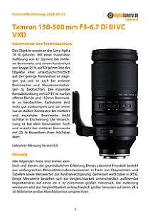 Tamron 150-500 mm F5-6.7 Di III VC VXD (A057) mit Sony Alpha 7R III Labortest, Seite 1 [Foto: MediaNord]