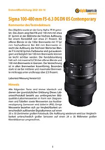 Sigma 100-400 mm F5-6.3 DG DN OS Contemporary mit Sony Alpha 7R III Labortest, Seite 1 [Foto: MediaNord]