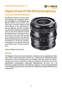 Sigma 35 mm F2 DG DN Contemporary mit Sony Alpha 7R III Labortest, Seite 1 [Foto: MediaNord]