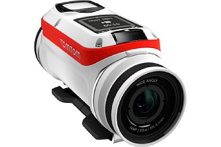 Die Form der TomTom Bandit Actioncam ermöglicht es, die Kamera direkt in ihrer Halterung zu drehen, um sie horizontal auszurichten. [Foto: TomTom]