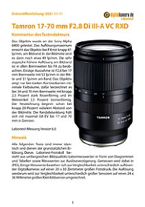 Tamron 17-70 mm F2.8 Di III-A VC RXD mit Sony Alpha 6400 Labortest, Seite 1 [Foto: MediaNord]