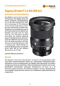 Sigma 20 mm F1.4 DG DN Art mit Sony Alpha 7R III Labortest, Seite 1 [Foto: MediaNord]