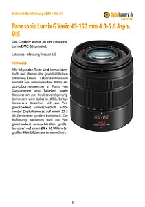 Panasonic Lumix G Vario 45-150 mm 4.0-5.6 Asph. OIS (bis 2015) mit DMC-G6 Labortest, Seite 1 [Foto: MediaNord]