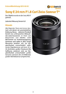 Sony E 24 mm F1.8 Carl Zeiss Sonnar T* (SEL24F18Z) mit NEX-7 Labortest, Seite 1 [Foto: MediaNord]