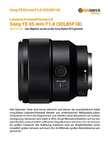 Sony FE 85 mm F1.8 (SEL85F18) mit Alpha 7R II Labortest, Seite 1 [Foto: MediaNord]