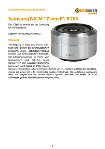 Samsung NX-M 17 mm F1.8 OIS mit NX mini Labortest, Seite 1 [Foto: MediaNord]