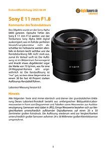 Sony E 11 mm F1.8 (SEL11F18) mit Alpha 6400 Labortest, Seite 1 [Foto: MediaNord]