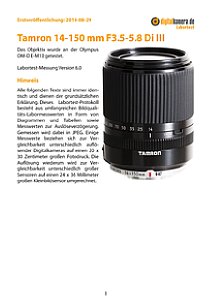 Tamron 14-150 mm F3.5-5.8 Di III (C001) mit Olympus OM-D E-M10 Labortest, Seite 1 [Foto: MediaNord]