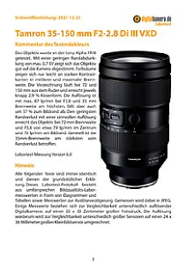 Tamron 35-150 mm F2-2.8 Di III VXD (A058S) mit Sony Alpha 7R III Labortest, Seite 1 [Foto: MediaNord]