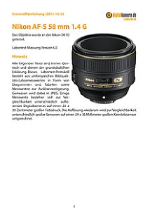 Nikon AF-S 58 mm 1.4G mit D610 Labortest, Seite 1 [Foto: MediaNord]