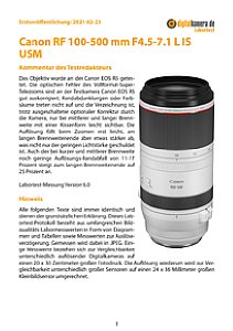 Canon RF 100-500 mm F4.5-7.1L IS USM mit EOS R5 Labortest, Seite 1 [Foto: MediaNord]