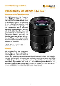 Panasonic S 20-60 mm F3.5-5.6 (S-R2060) mit Lumix DC-S5 Labortest, Seite 1 [Foto: MediaNord]