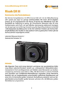 Ricoh GR III Labortest, Seite 1 [Foto: MediaNord]