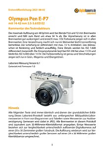 Olympus EZ Labortest-Protokoll 14-42 auf Labortest Pen 3.5-5.6 ED E-P7 mm (EZ-M1442EZ) mit –