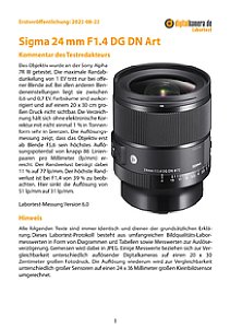 Sigma 24 mm F1.4 DG DN Art mit Sony Alpha 7R III Labortest, Seite 1 [Foto: MediaNord]