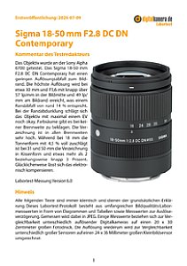 Sigma 18-50 mm F2.8 DC DN Contemporary mit Sony Alpha 6700 Labortest, Seite 1 [Foto: MediaNord]