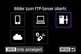 Um die FTP-Übertragung zu aktivieren, wählt man das entsprechende Symbol aus. [Foto: Canon]