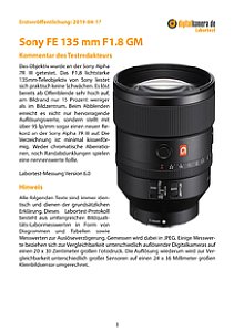 Sony FE 135 mm F1.8 GM (SEL135F18GM) mit Alpha 7R III Labortest, Seite 1 [Foto: MediaNord]