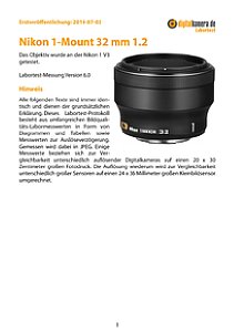 Nikon 1-Mount 32 mm 1.2 mit 1 V3 Labortest, Seite 1 [Foto: MediaNord]