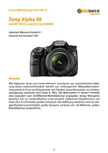 Sony Alpha 58 (SLT-A58) mit DT 18-55 mm 3.5-5.6 SAM II Labortest, Seite 1 [Foto: MediaNord]