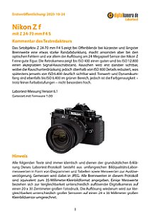 Nikon Z f mit Z 24-70 mm F4 S Labortest, Seite 1 [Foto: MediaNord]