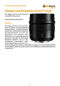 Panasonic Leica DG Summilux 12 mm F1.4 Asph. mit Lumix DMC-GX8 Labortest, Seite 1 [Foto: MediaNord]