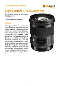 Sigma 50 mm F1,4 DG HSM Art mit Nikon D800E Labortest, Seite 1 [Foto: MediaNord]