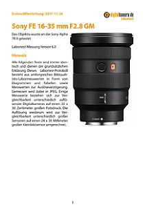 Sony FE 16-35 mm F2.8 GM (SEL1635GM) mit Alpha 7R II Labortest, Seite 1 [Foto: MediaNord]