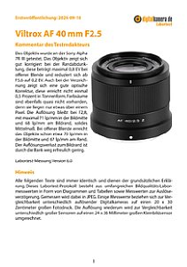 Viltrox AF 40 mm F2.5 mit Sony Alpha 7R III Labortest, Seite 1 [Foto: MediaNord]