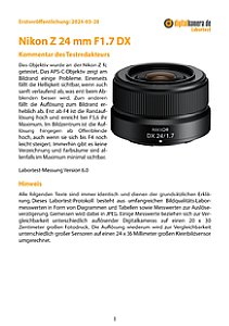 Nikon Z 24 mm F1.7 DX mit Z fc Labortest, Seite 1 [Foto: MediaNord]