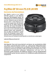 Fujifilm GF 50 mm F3.5 R LM WR mit GFX100S Labortest, Seite 1 [Foto: MediaNord]