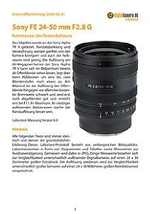 Sony FE 24-50 mm F2.8 G (SEL2450G) mit Alpha 7R V Labortest, Seite 1 [Foto: MediaNord]