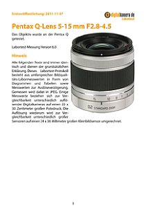 Pentax Q-Lens 5-15 mm F2.8-4.5 mit Q Labortest, Seite 1 [Foto: MediaNord]