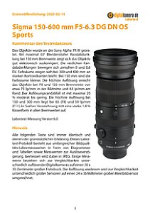 Sigma 150-600 mm F5-6.3 DG DN OS Sports mit Sony Alpha 7R III Labortest, Seite 1 [Foto: MediaNord]