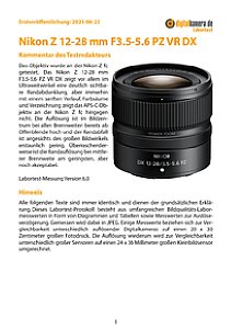 Nikon Z 12-28 mm F3.5-5.6 PZ VR DX mit Z fc Labortest, Seite 1 [Foto: MediaNord]