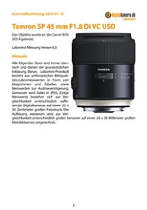 Tamron SP 45 mm F1.8 Di VC USD (F013) mit Canon EOS 5DS R Labortest, Seite 1 [Foto: MediaNord]