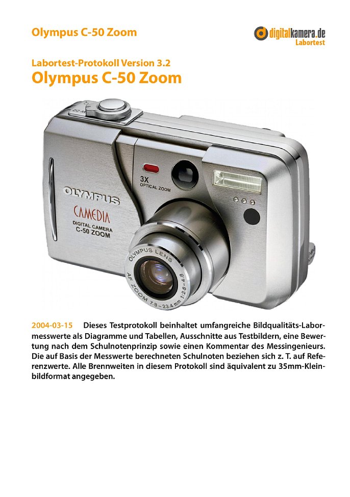Olympus C50 Zoom Labortest LabortestProtokoll auf digitalkamera.de
