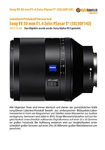 Sony FE 50 mm F1.4 Zeiss Planar T* (SEL50F14Z) mit Alpha 7R II Labortest, Seite 1 [Foto: MediaNord]